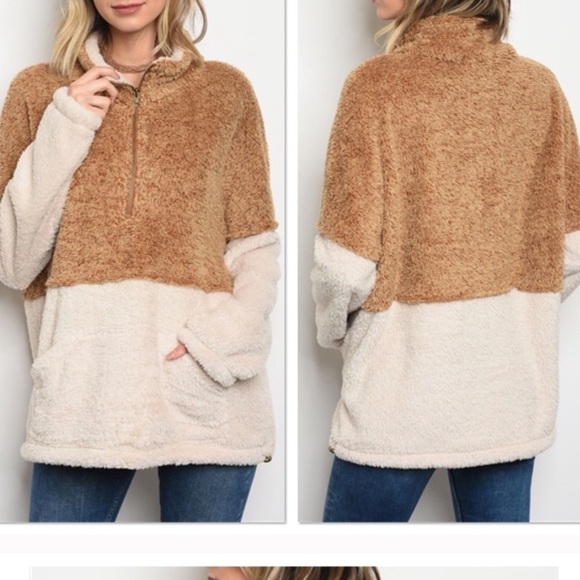 Entro camel fuzzy sweater - Picture 1 of 10